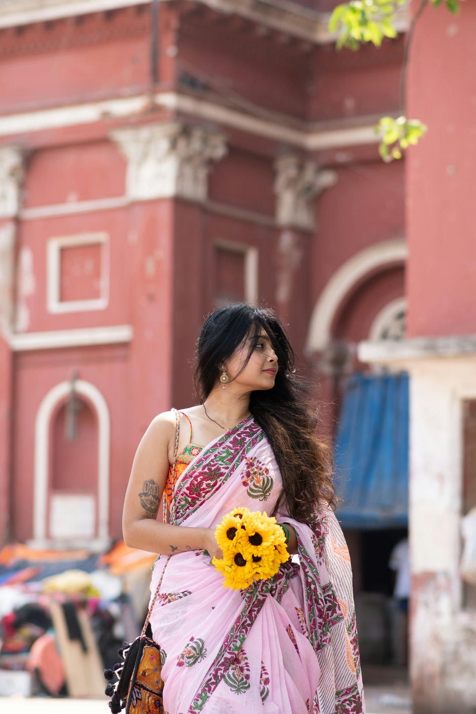 Pink Mughal Print Mul Cotton Saree