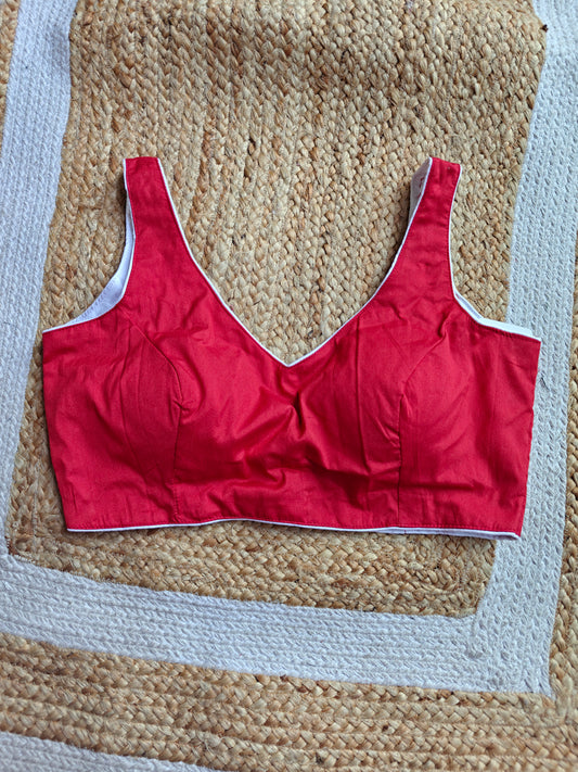 Red Sleeveless Blouse