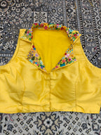 Yellow Embroidered Collar Blouse
