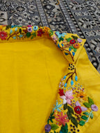 Yellow Embroidered Collar Blouse
