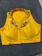 Yellow Embroidered Collar Blouse