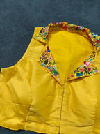 Yellow Embroidered Collar Blouse