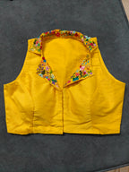 Yellow Embroidered Collar Blouse