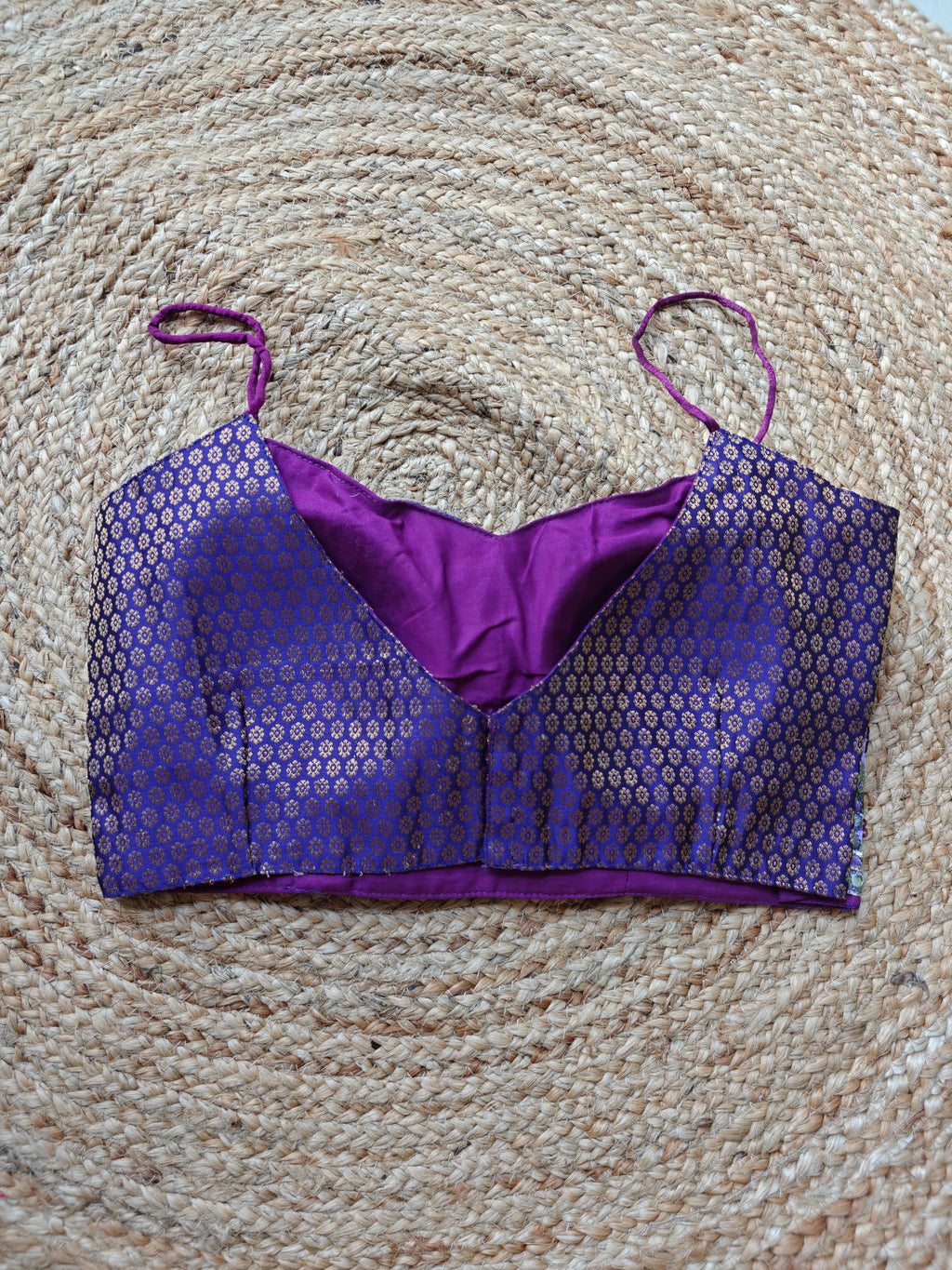 Purple Embroidered Noddle Strap Blouse