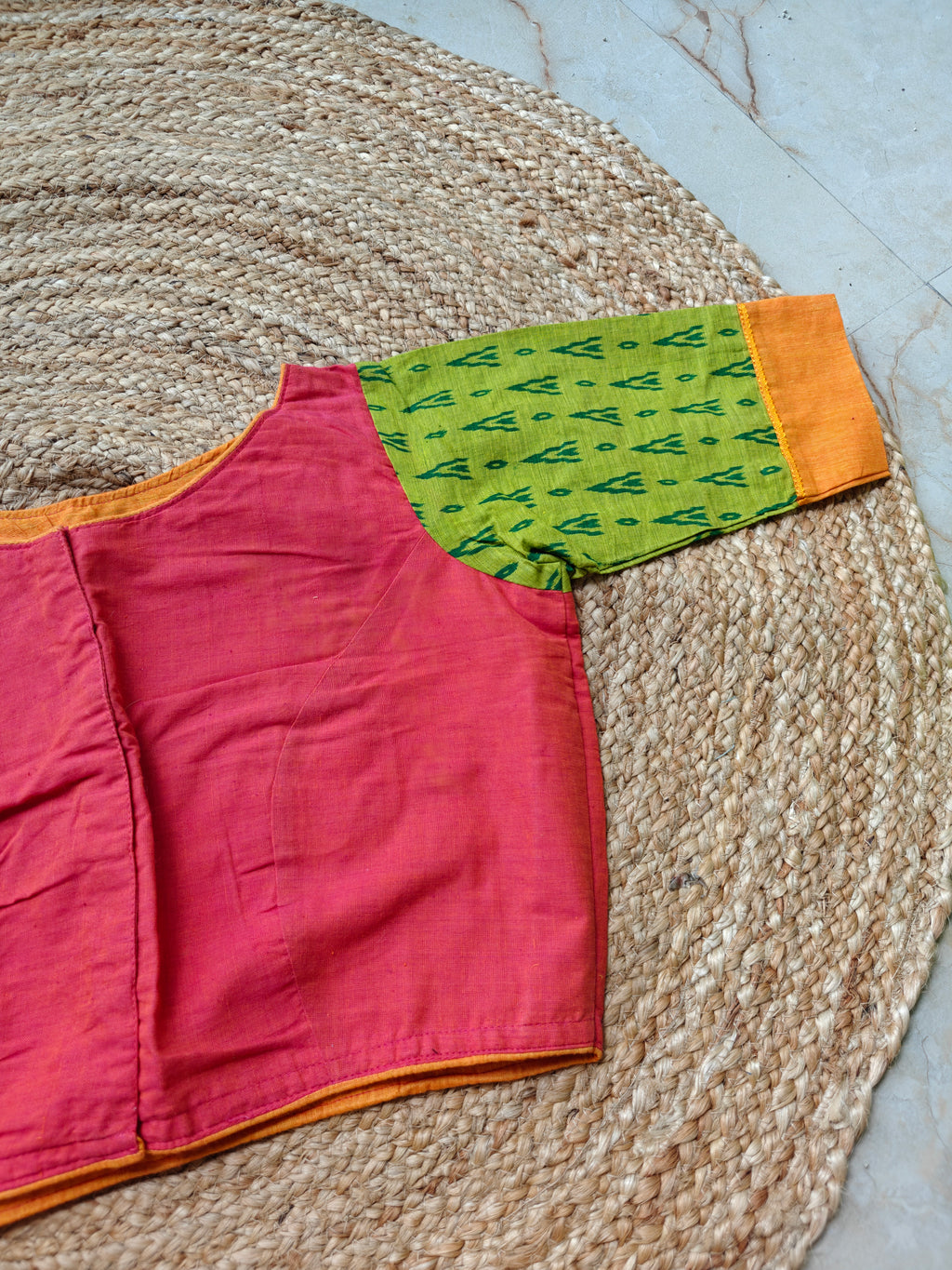 Slub Khadi Cotton Patchwork Blouse