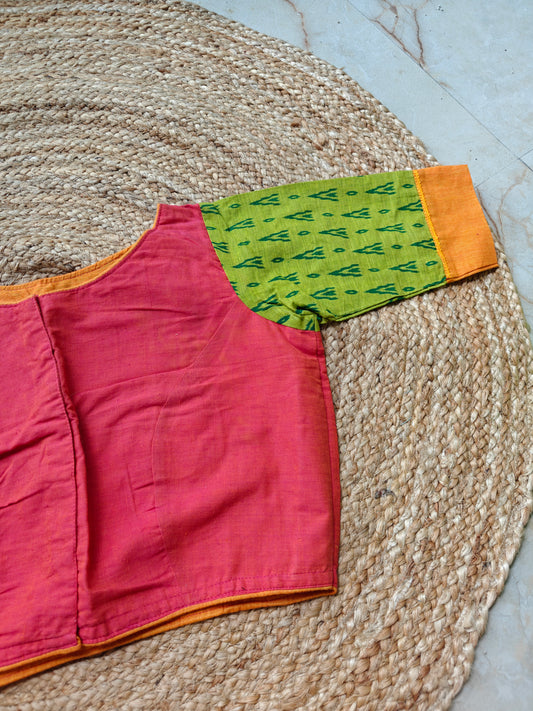 Slub Khadi Cotton Patchwork Blouse