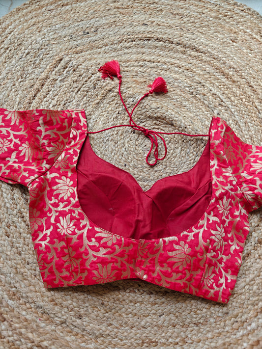 Red Brocade Blouse