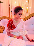 Red Raw Silk Embroidered Blouse