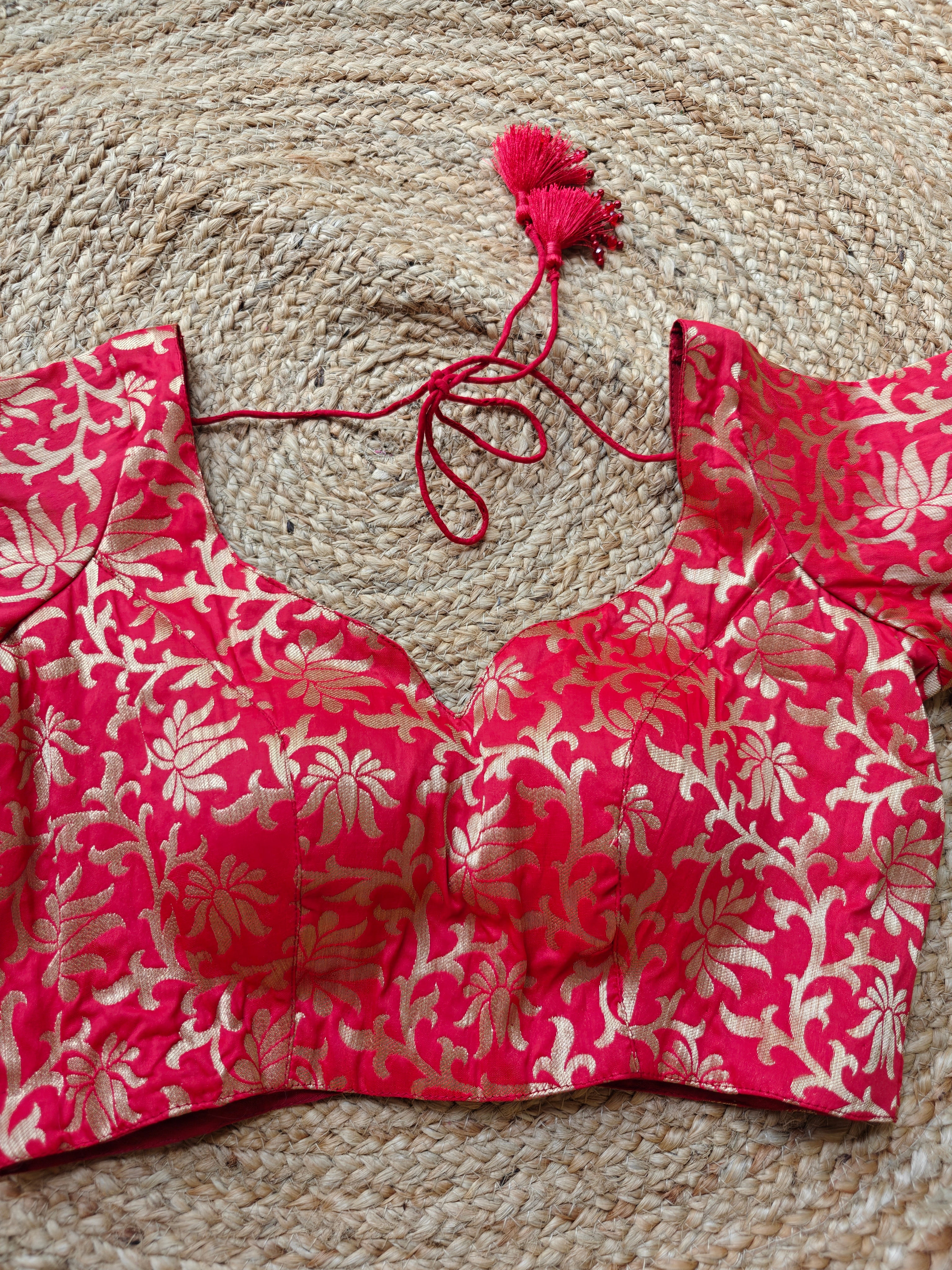 Red Brocade Blouse