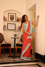 Amber Glow Mulmul Patchwork Saree