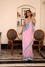 Pink Horizon Mulmul Patchwork Saree