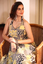 Mustard Mosaic Halter Maxi Dress