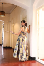 Mustard Mosaic Halter Maxi Dress