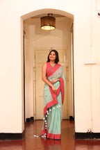 Mint Tide Mulmul Patchwork Saree