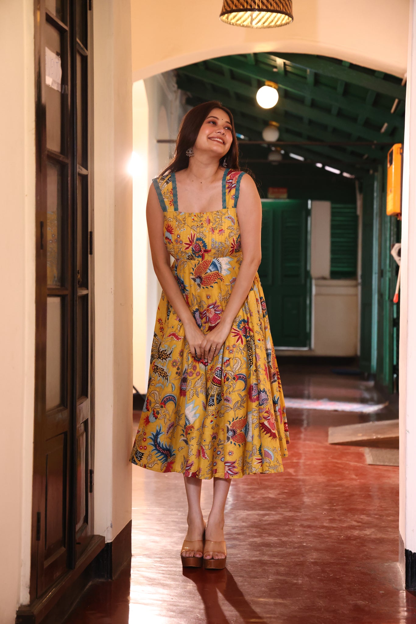 Golden Sunrise Printed Maxi Dress