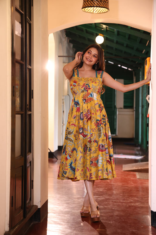 Golden Sunrise Printed Maxi Dress