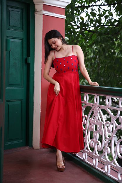 Nazneen Maxi Dress-Red