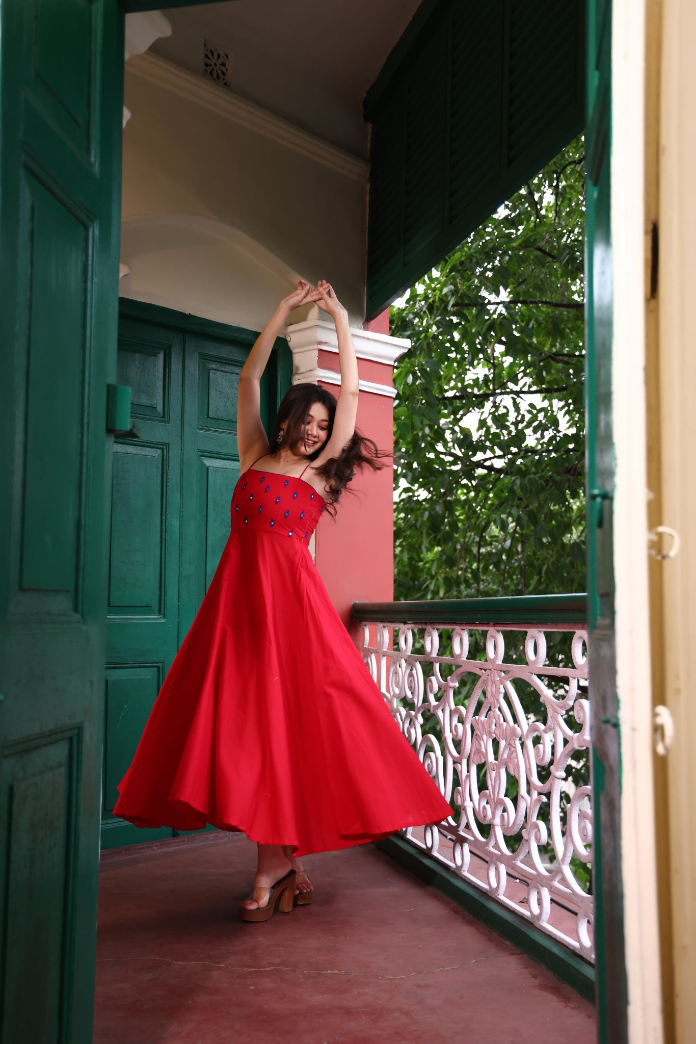 Nazneen Maxi Dress-Red