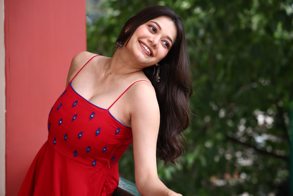 Nazneen Maxi Dress-Red