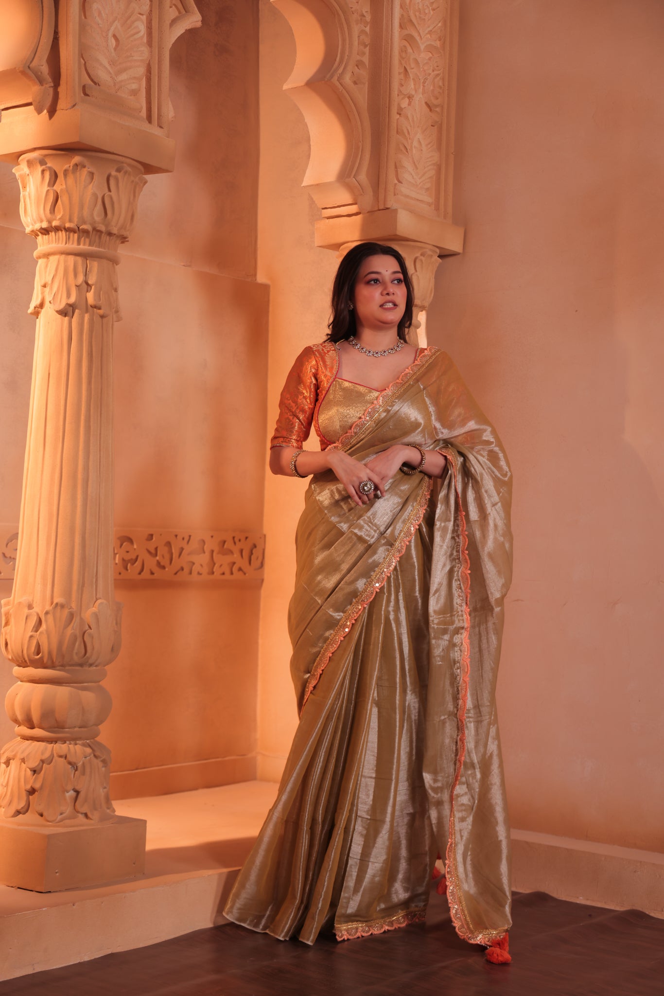 Zarina Tissue Raga Saree