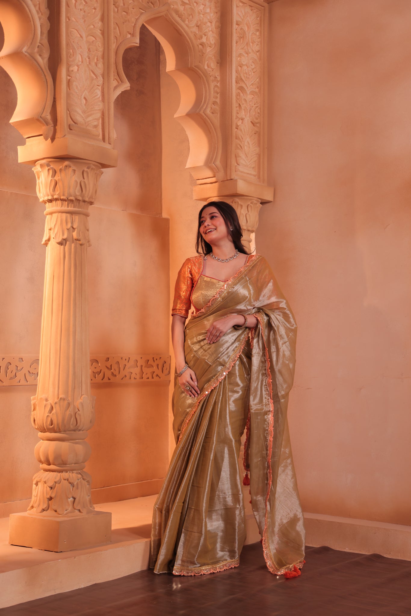 Zarina Tissue Raga Saree