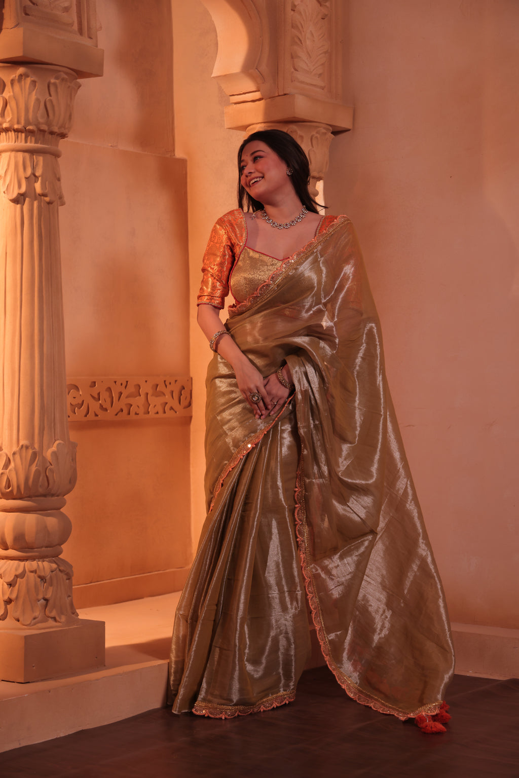 Zarina Tissue Raga Saree