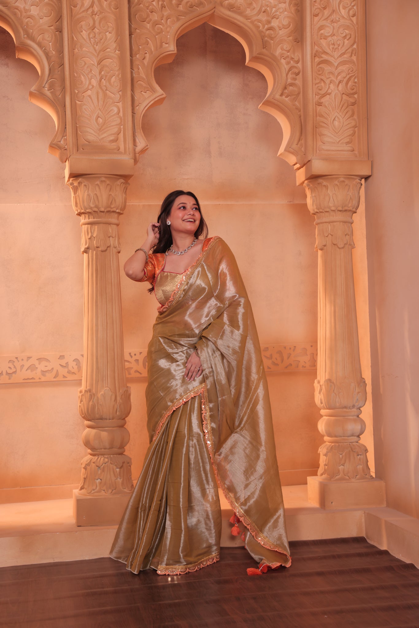 Zarina Tissue Raga Saree