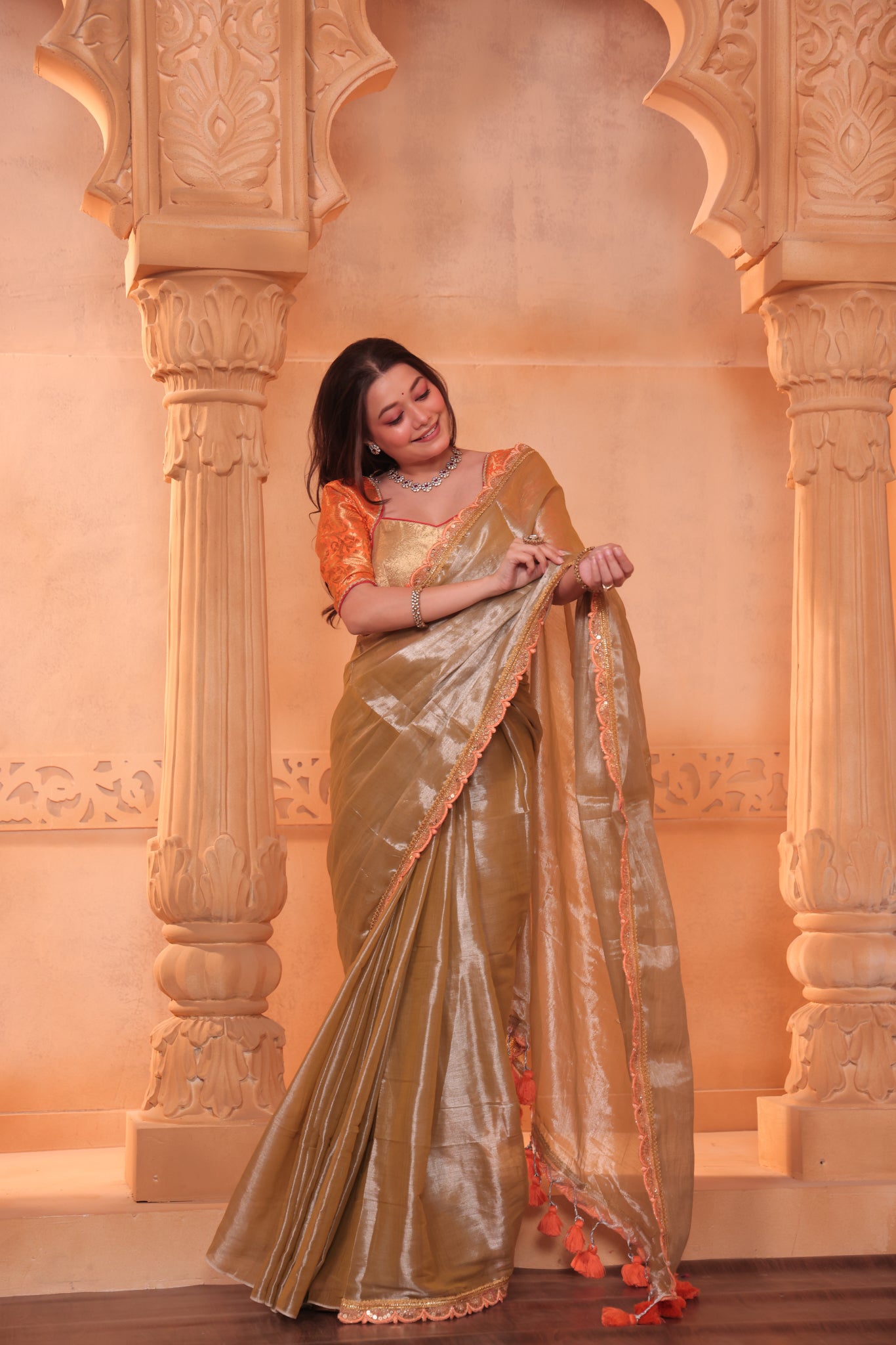 Zarina Tissue Raga Saree