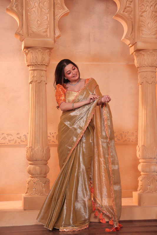 Zarina Tissue Raga Saree