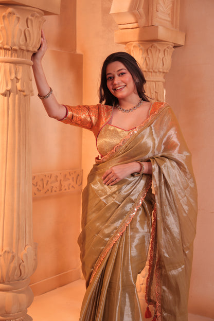 Zarina Tissue Raga Saree