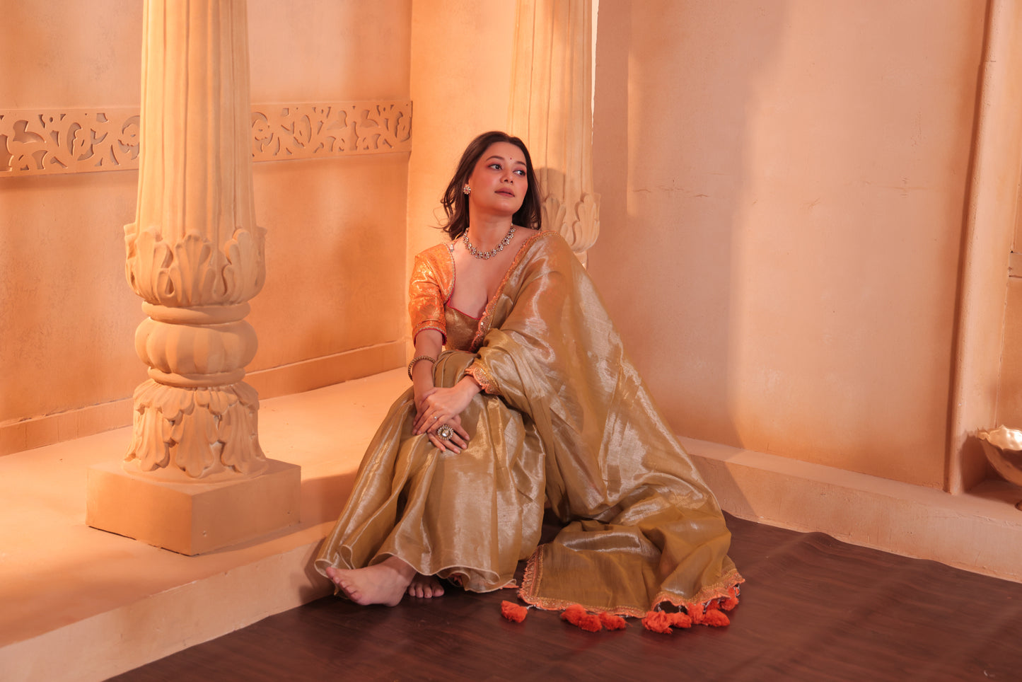 Zarina Tissue Raga Saree