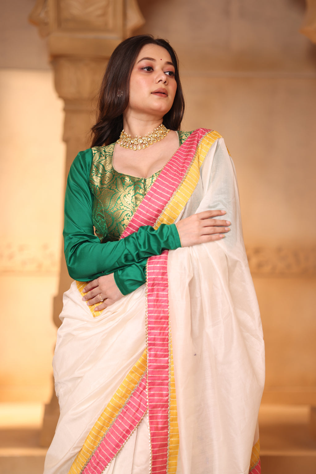 Ziya Green Brocade Blouse