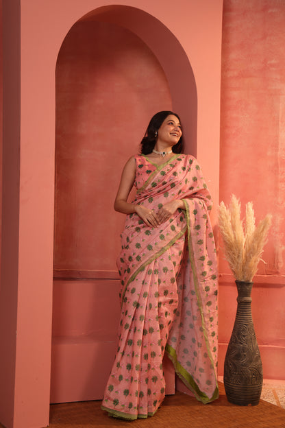Peachy Gleam Saree