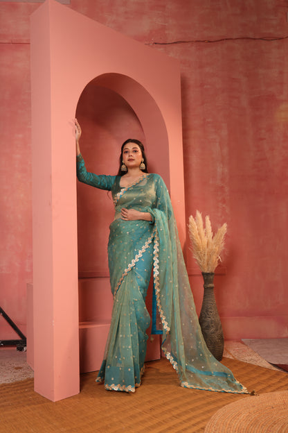 Naira Teal Saree