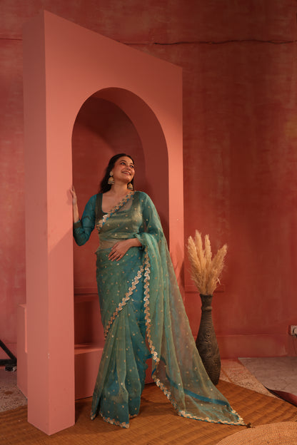 Naira Teal Saree