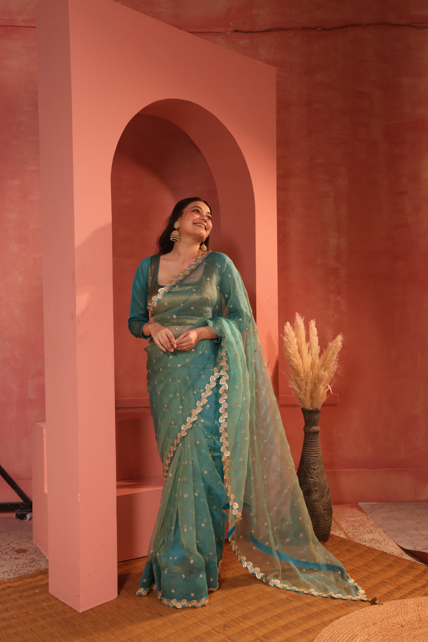 Naira Teal Saree