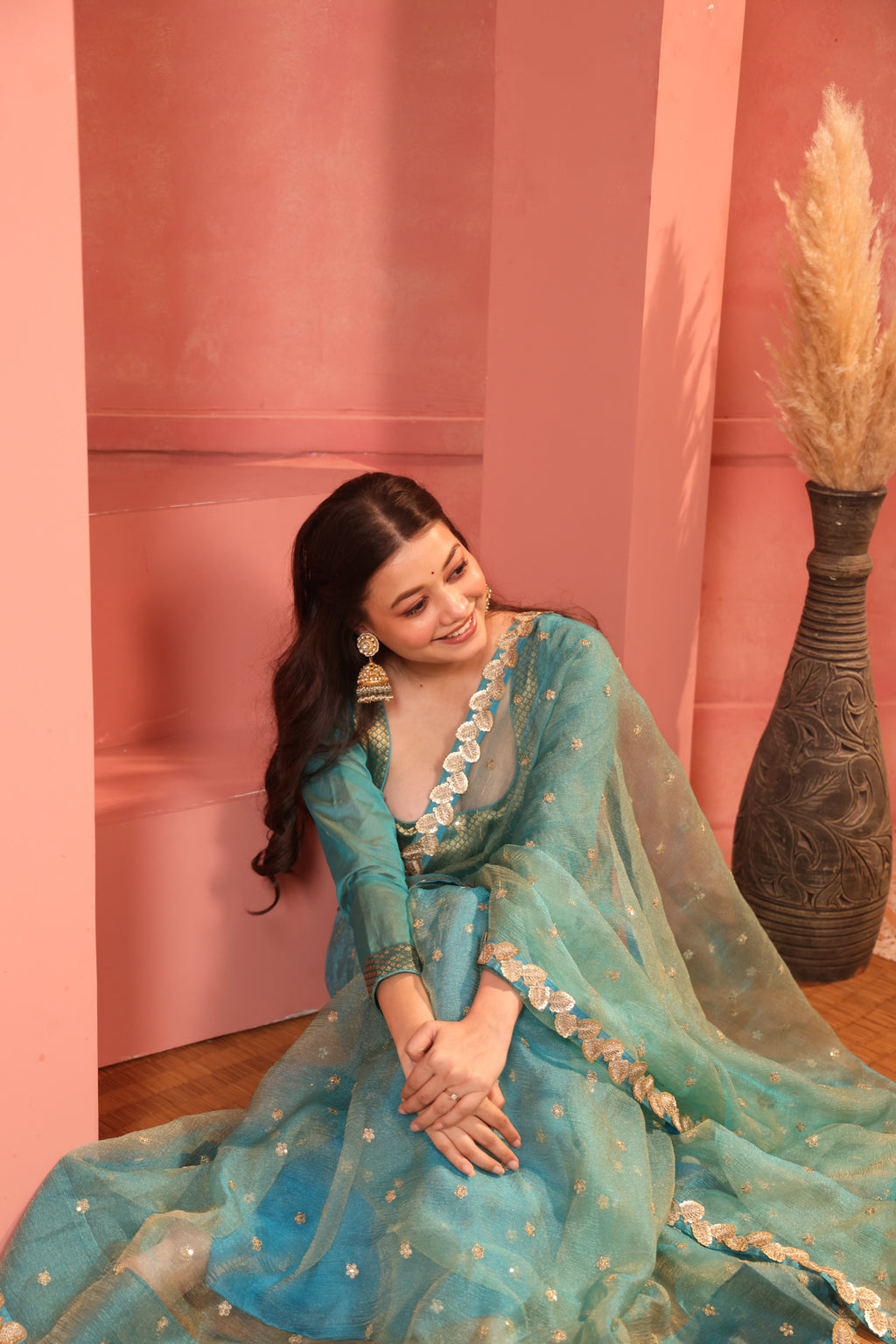 Naira Teal Saree