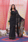Black Mandala Hand Embroidered Saree
