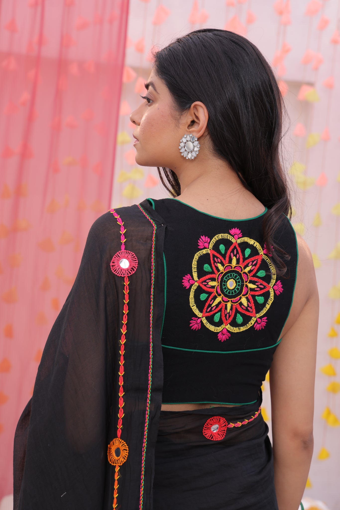 Black Mandala Racer Back Blouse