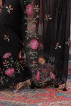 Secret Garden Black Mulmul Saree