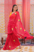 Yellow Lotus Mulmul Saree