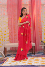 Yellow Lotus Mulmul Saree