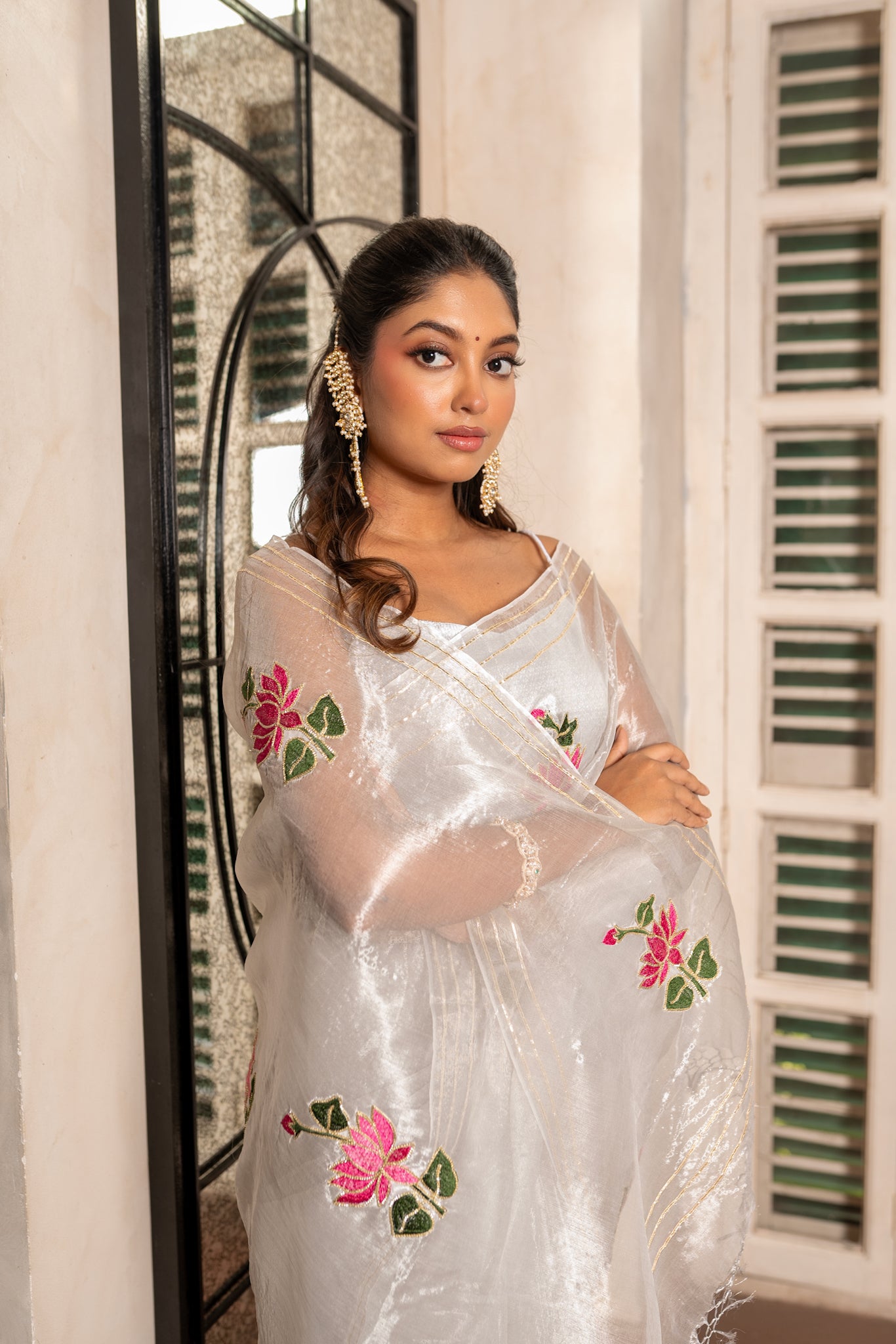 Silver Kamal Saree