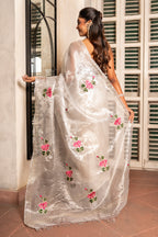 Silver Kamal Saree