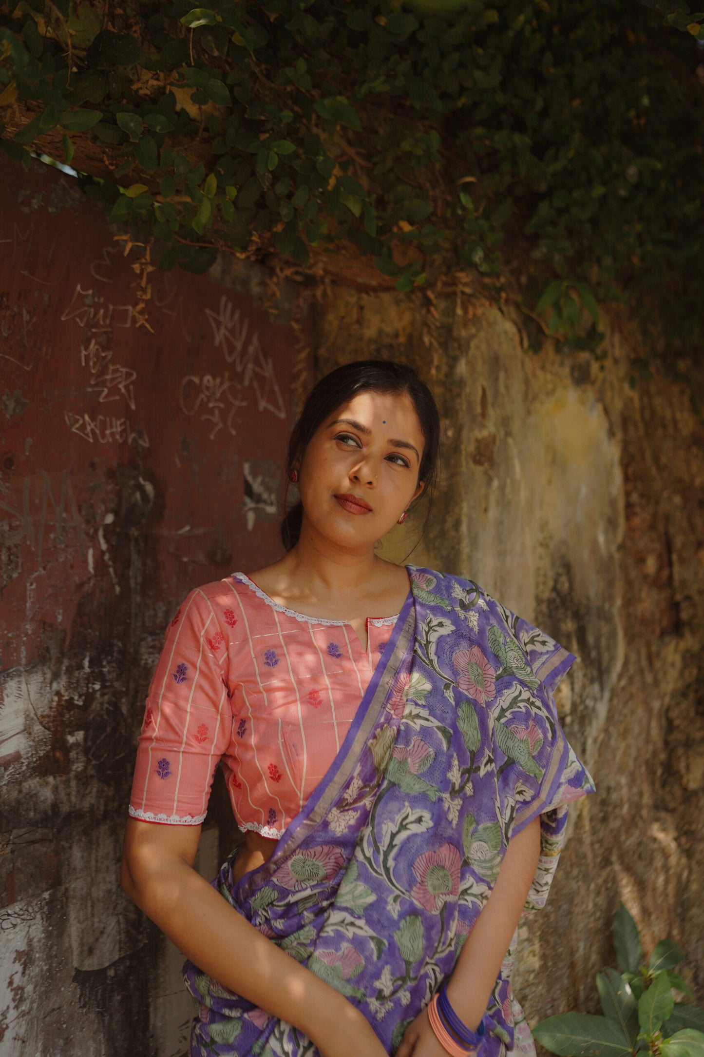 Pink Dandelion Chanderi Blouse