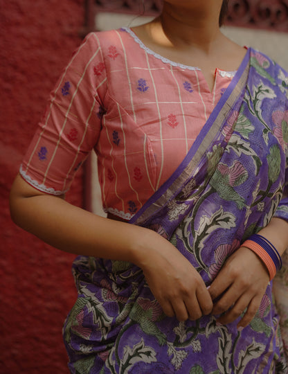 Pink Dandelion Chanderi Blouse