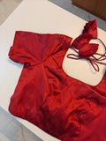 Maroon art raw silk blouse