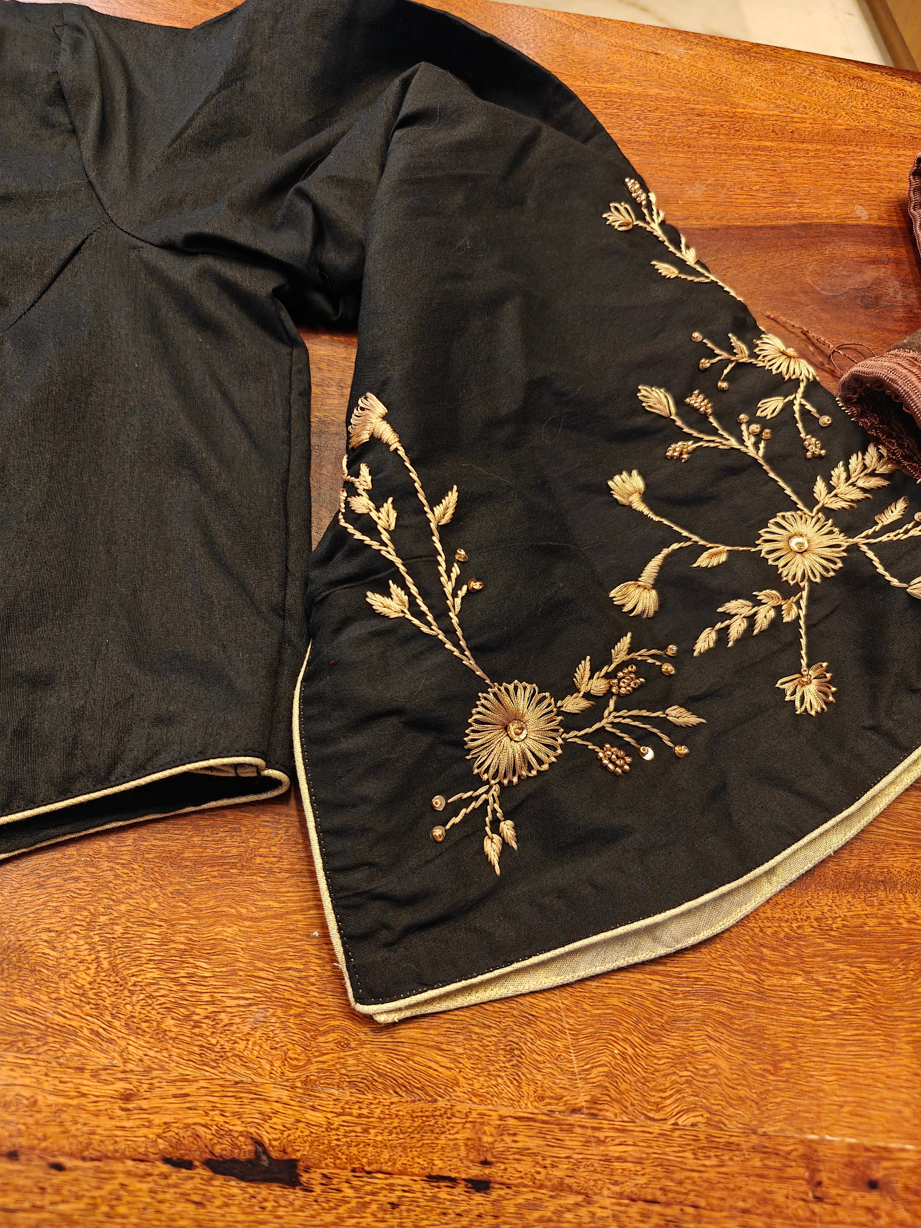Black Gold  Embroidered Blouse