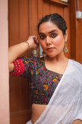 Black Kantha Printed Patchwork Blouse