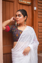 Black Kantha Printed Patchwork Blouse